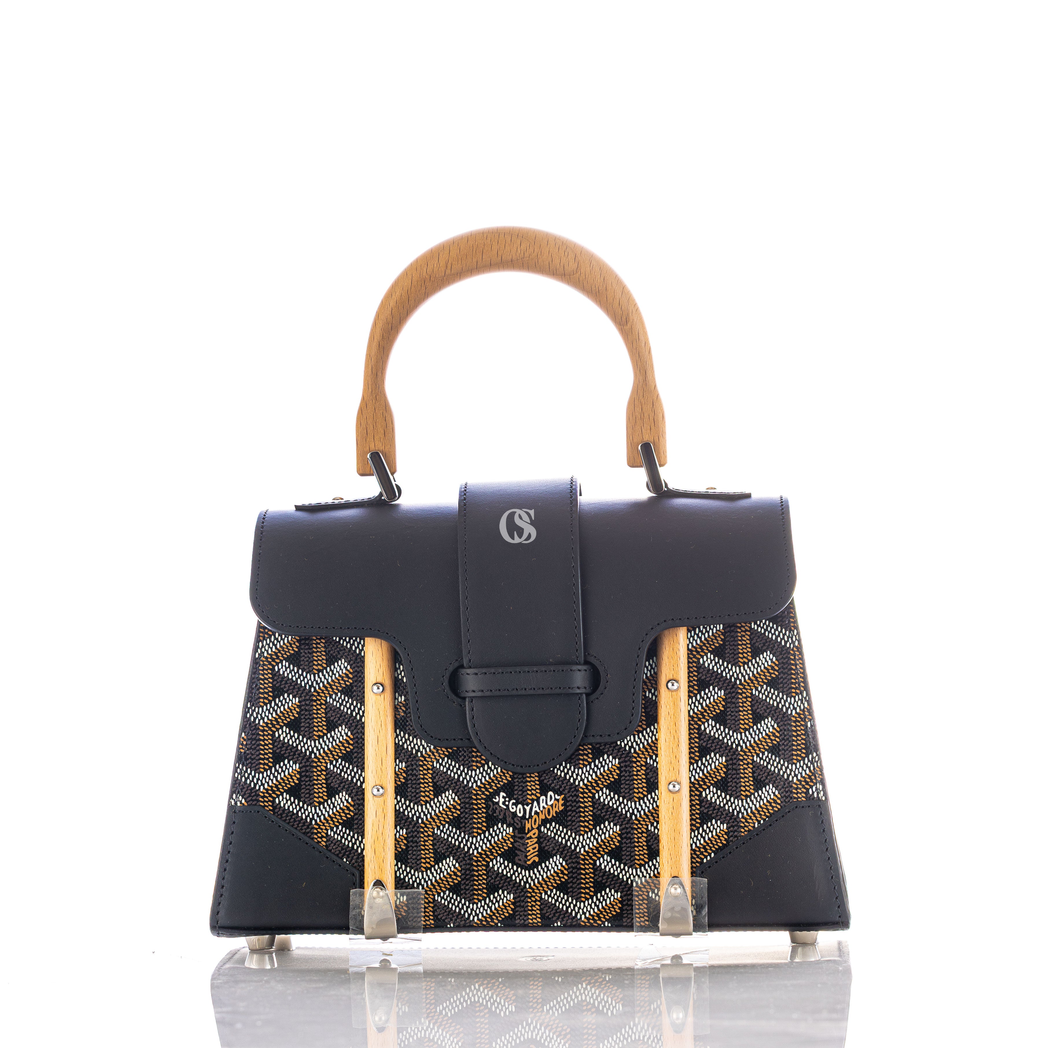 Goyard black mini saigon structured