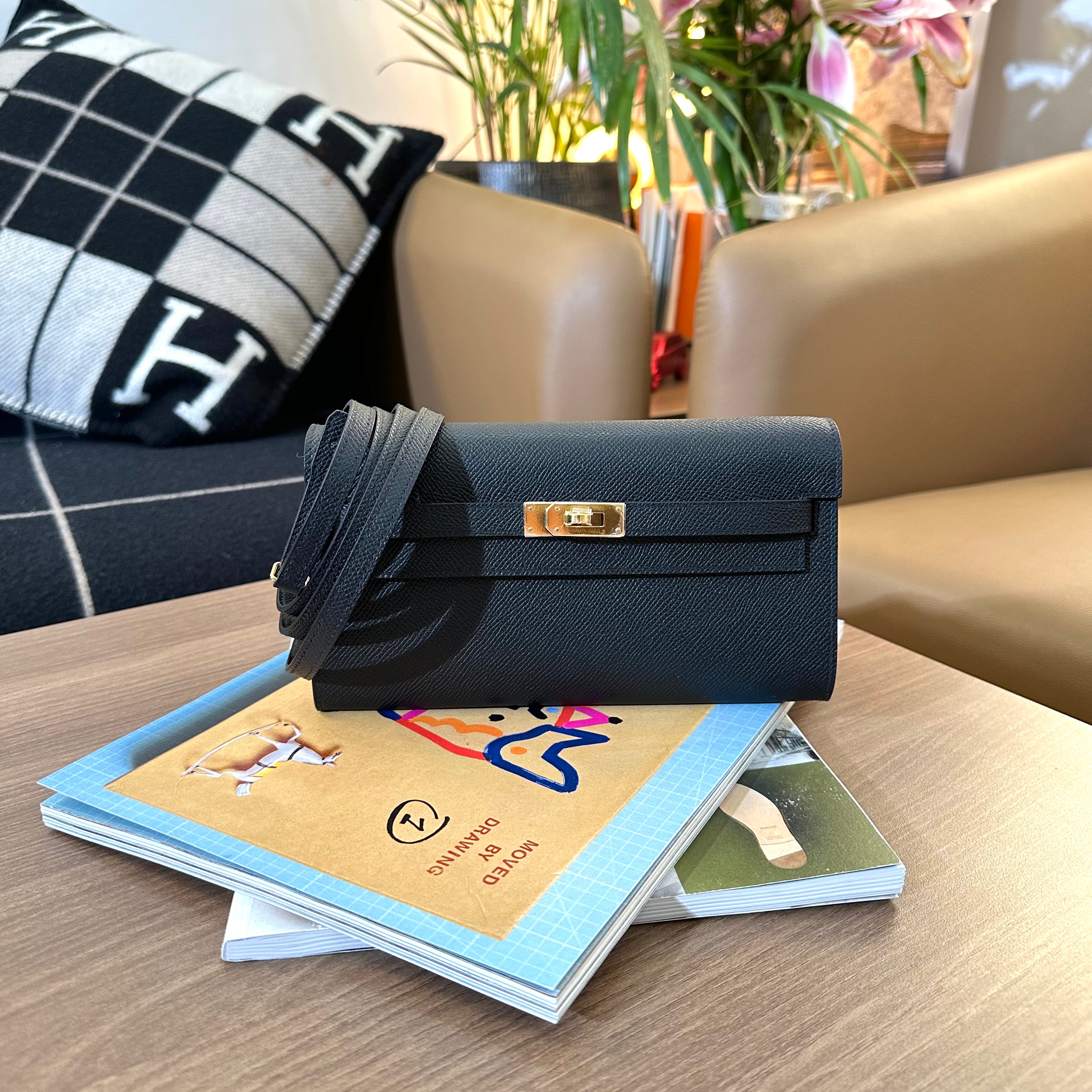 HERMES KELLY TO GO BLACK GHW
