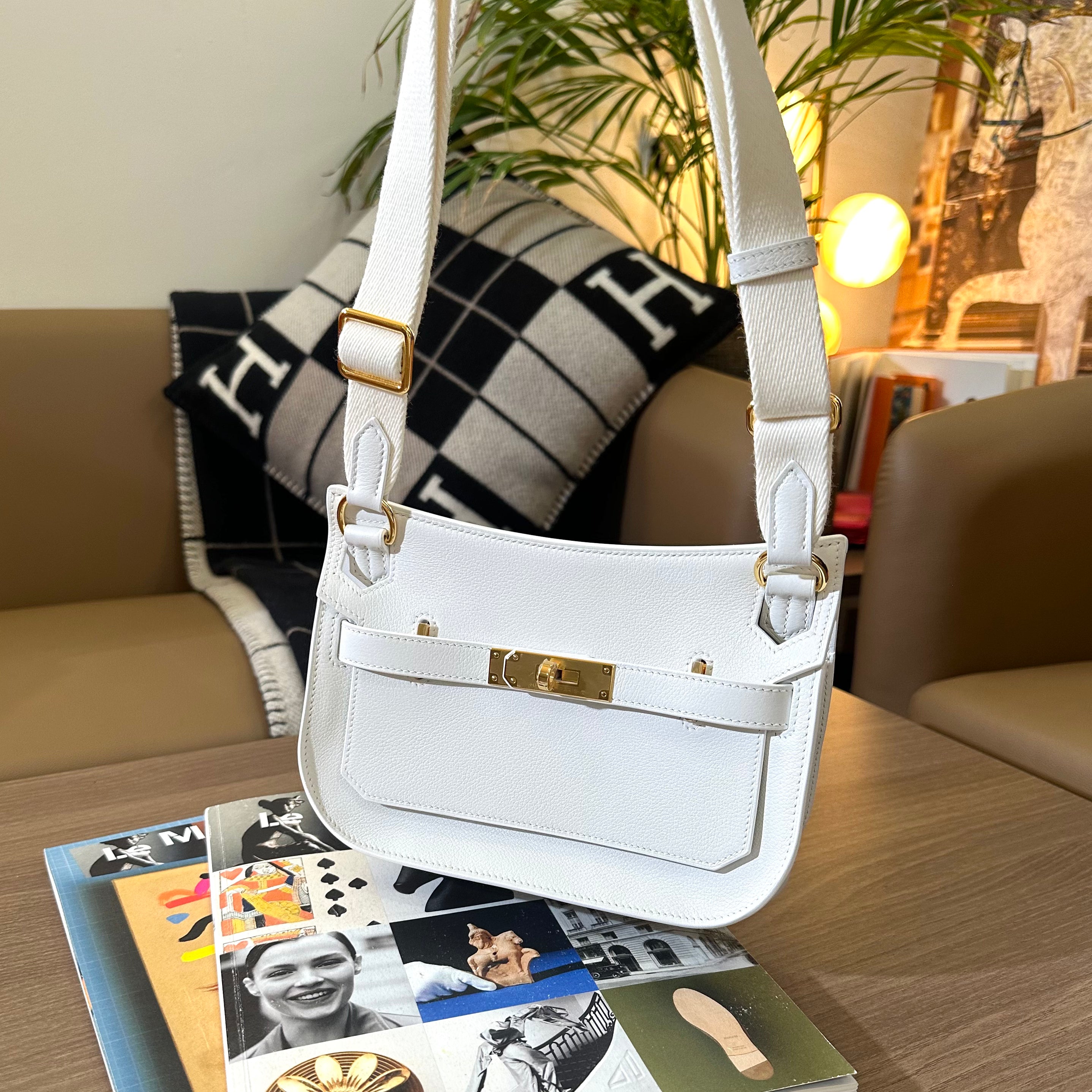 HERMES MINI JYPSIERRE WHITE GHW