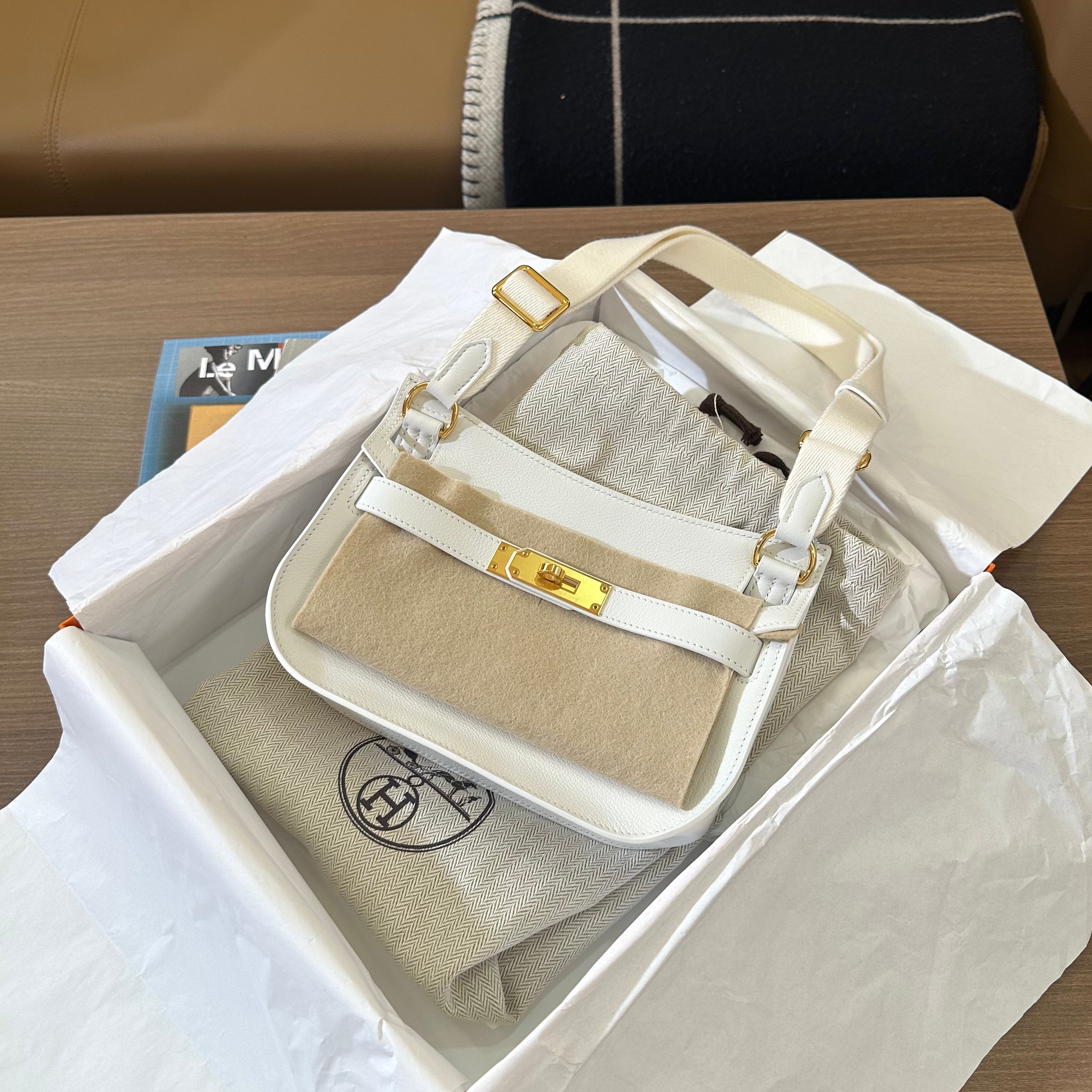 HERMES MINI JYPSIERRE WHITE GHW