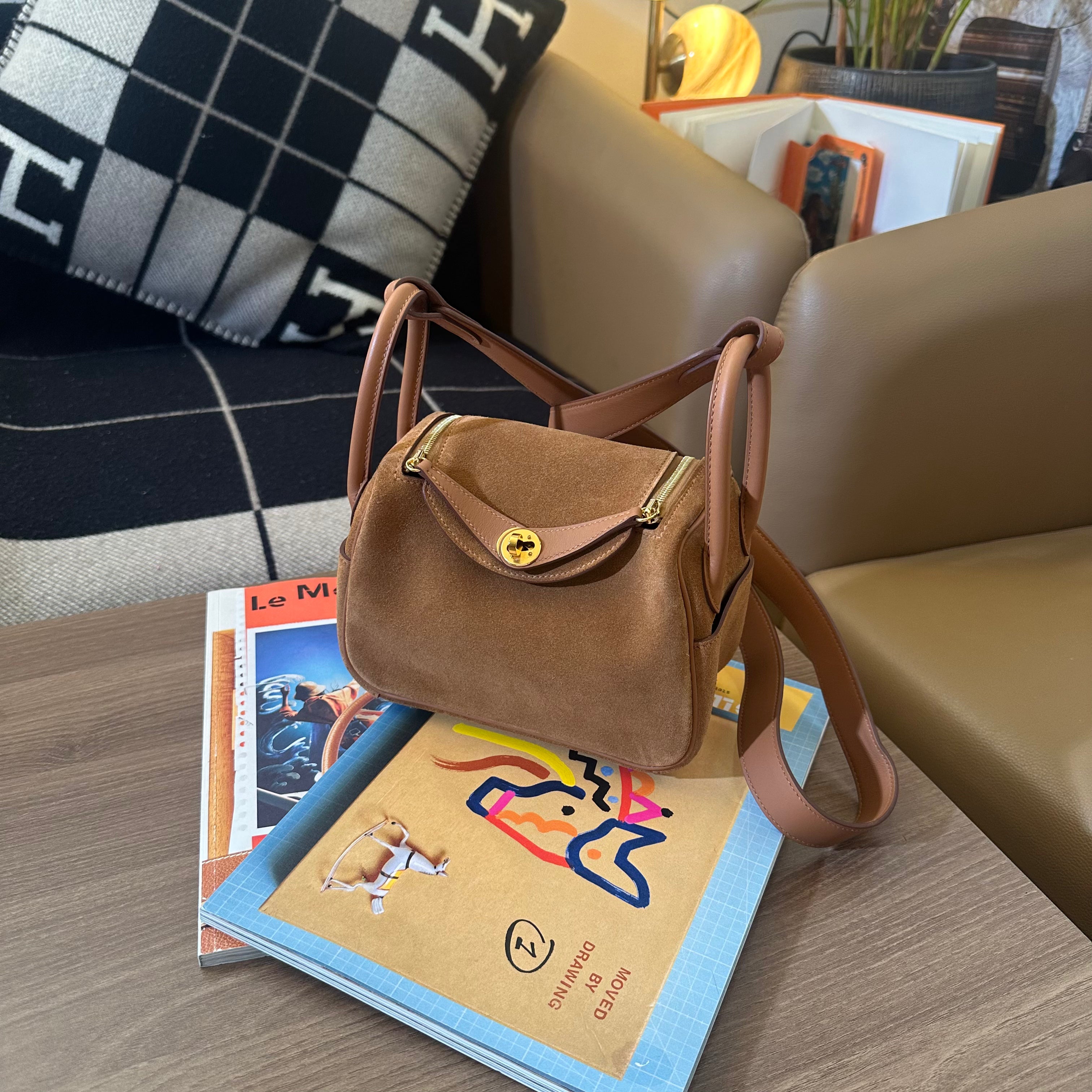 HERMES MINI LINDY GOLD GRIZZLY GHW