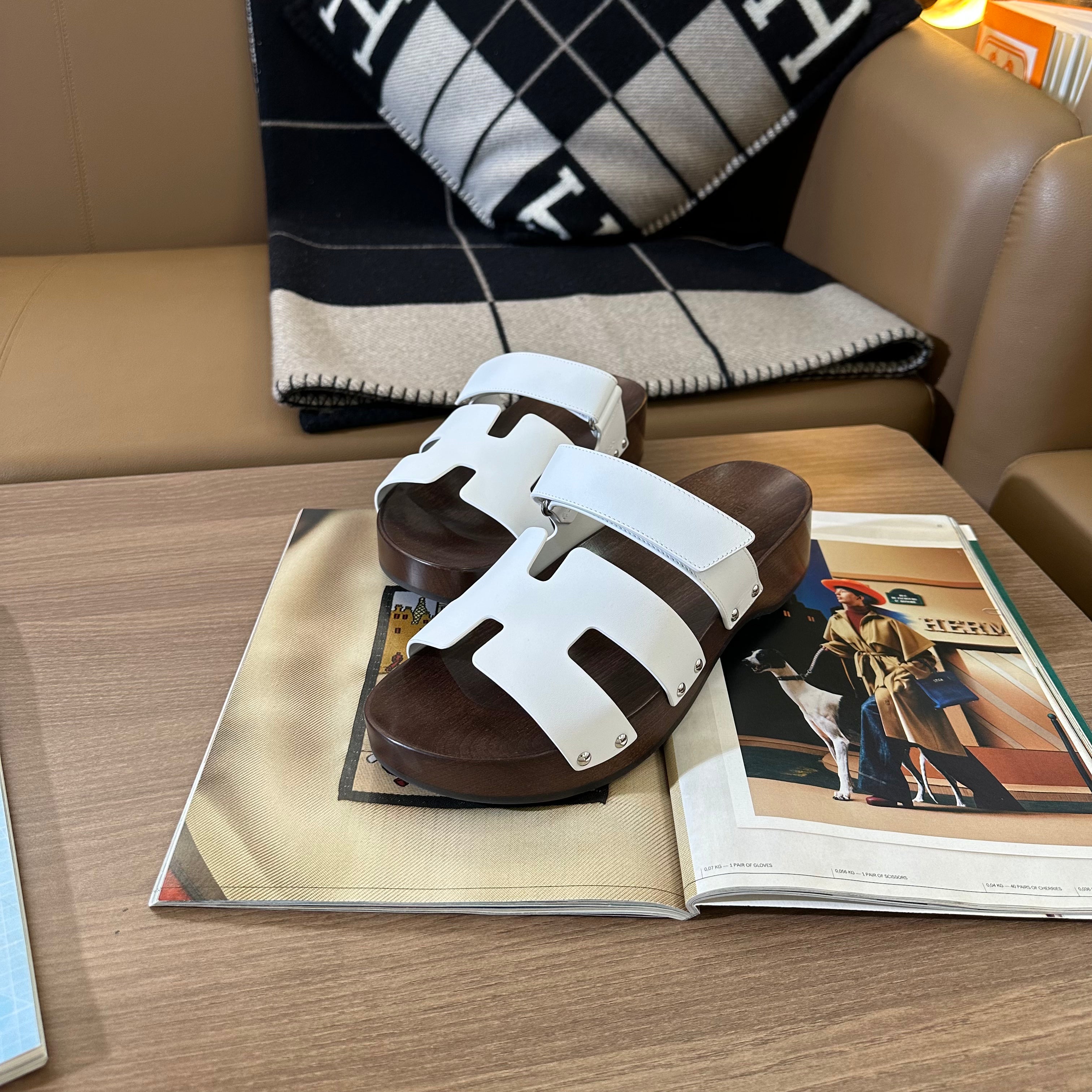 HERMES KOS CLOG BLANC