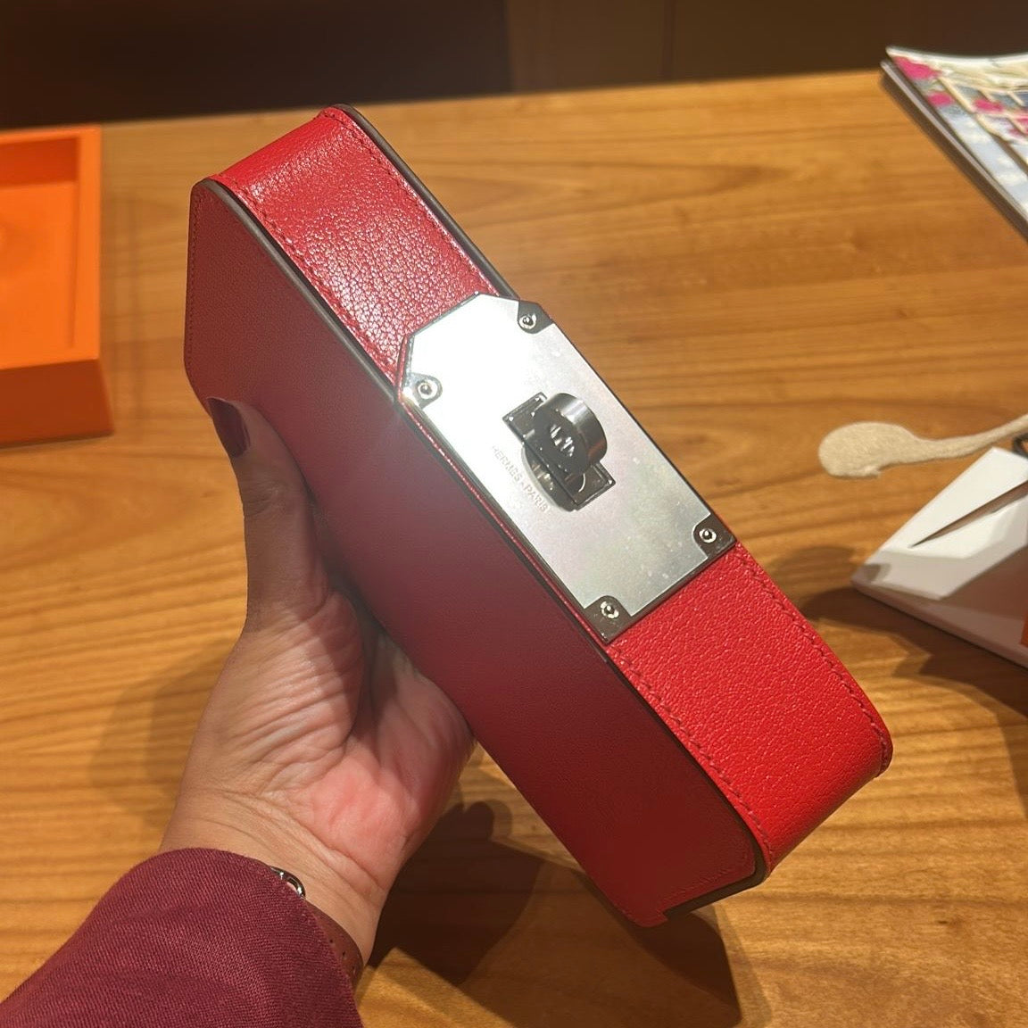 HERMES SANGLONS CLUTCH RED PHW